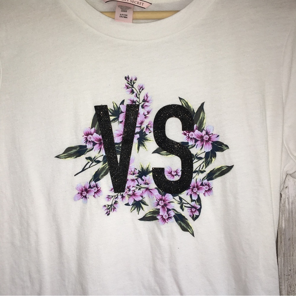 Victoria’s Secret White Floral VS Tee - Picture 2 of 3